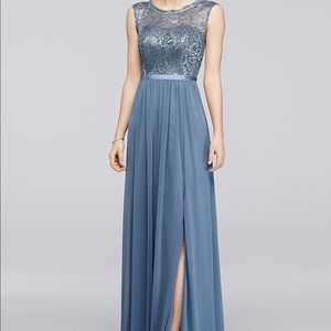 David’s Bridal Blue Lace Gown